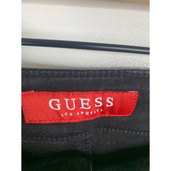 Guess Womens Black Denim Mini Skirt With Floral Embroidery & Front Buttons - Picture 4 of 5